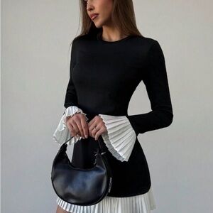 Black and White Long Sleeve Dress